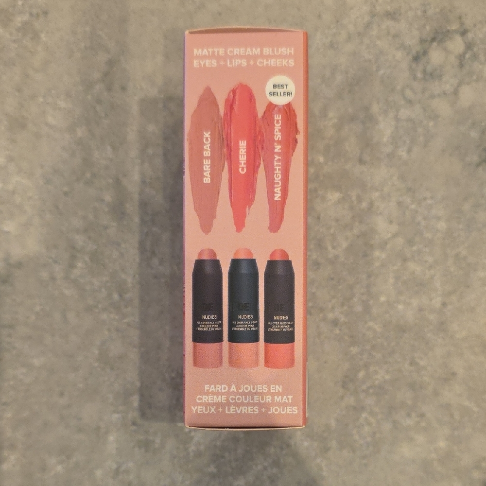 NUDESTIX Matte Cream Blush Trio - Bare Back, Cherie, Naughty N' Spice